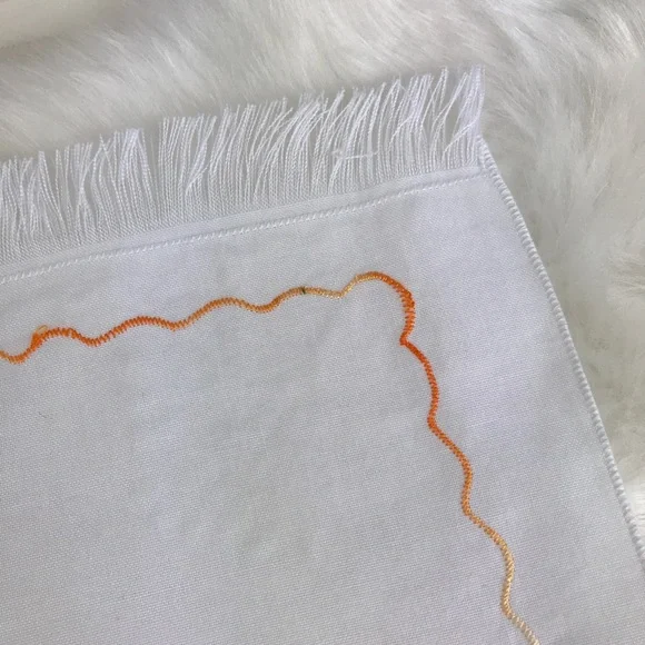 Embroidered Golden Tulips Flowers Fringe Handkerchief Vintage Style Floral - Picture 9 of 16